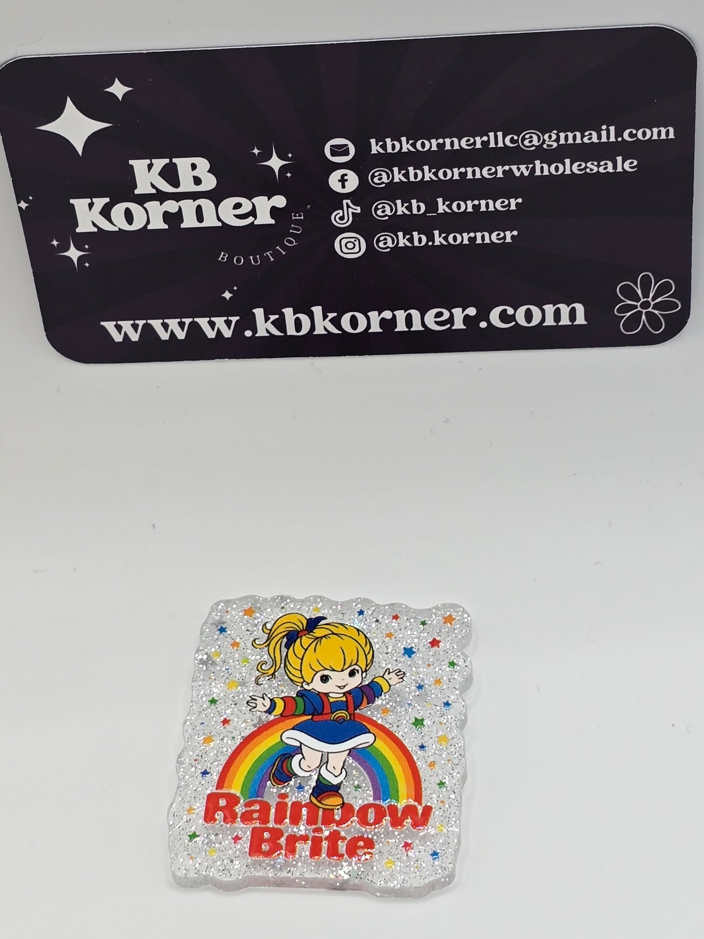 Acrylic Glitter Flatbacks- Rainbow Brite 🌈