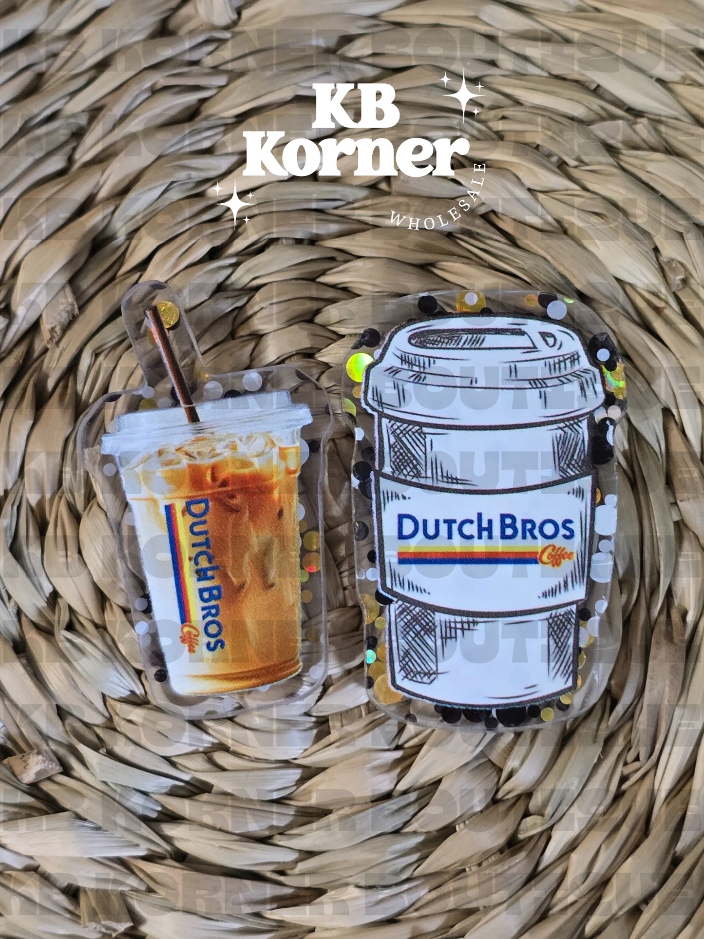 Acrylic Glitter Flatbacks - Dutch Bros Coffee