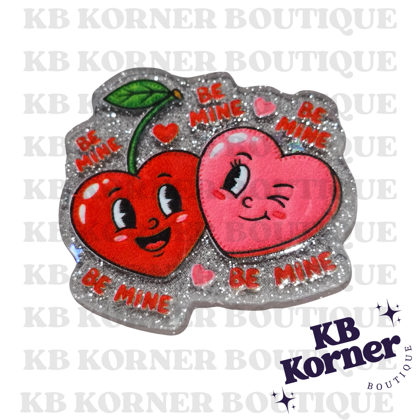 Acrylic Glitter Flatbacks- Valentine’s Be Mine Hearts