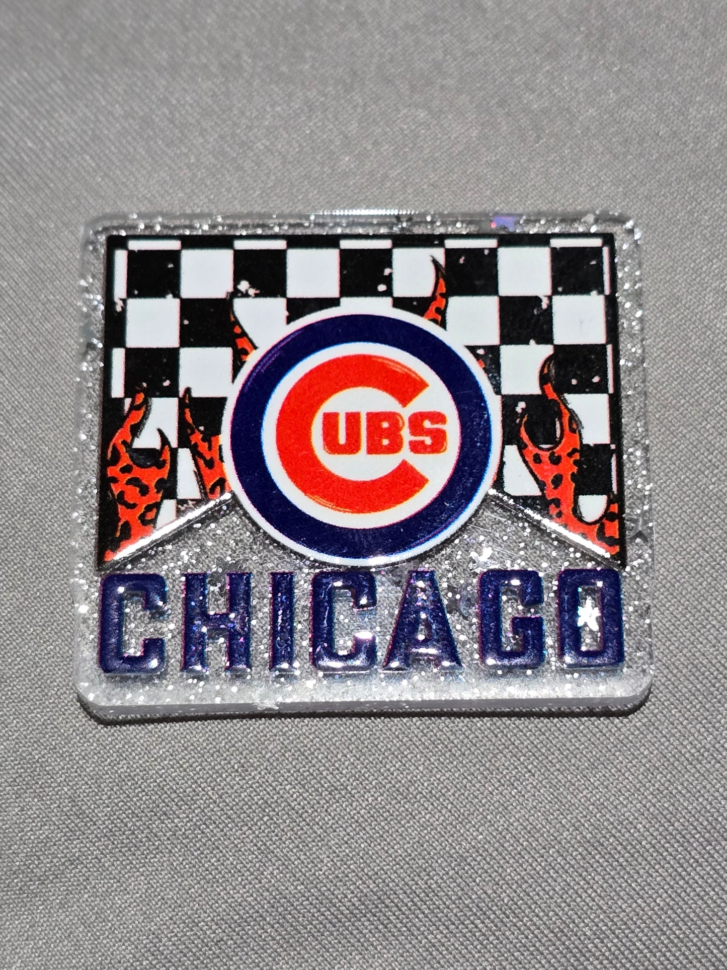 ⚾️ Acrylic Glitter Flatbacks- Cubs Marlboro Flame ⚾️