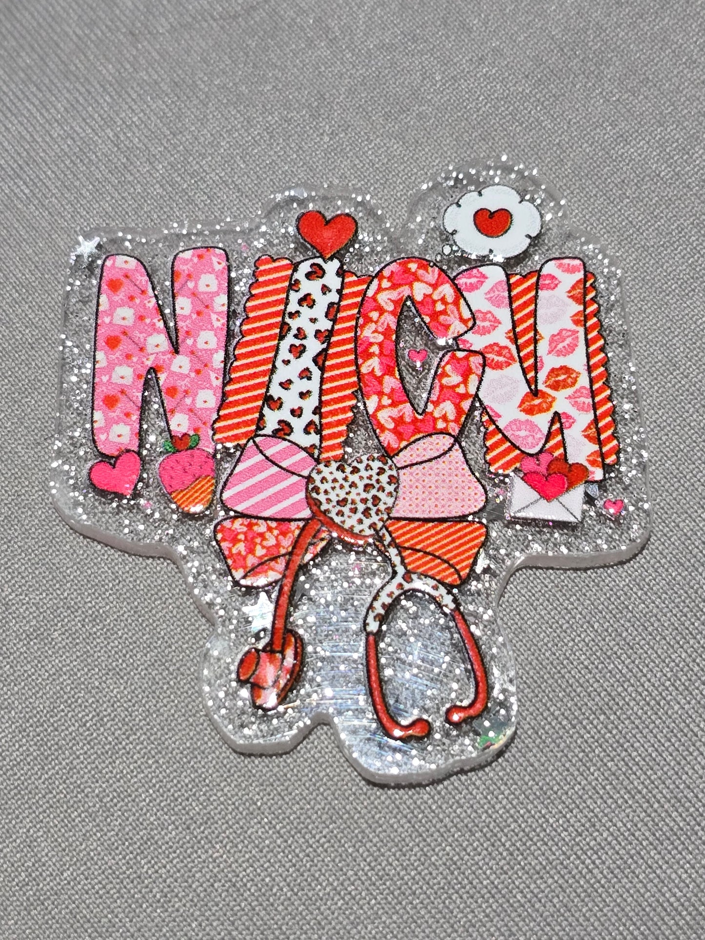Acrylic Glitter Flatbacks- Valentine’s NICU