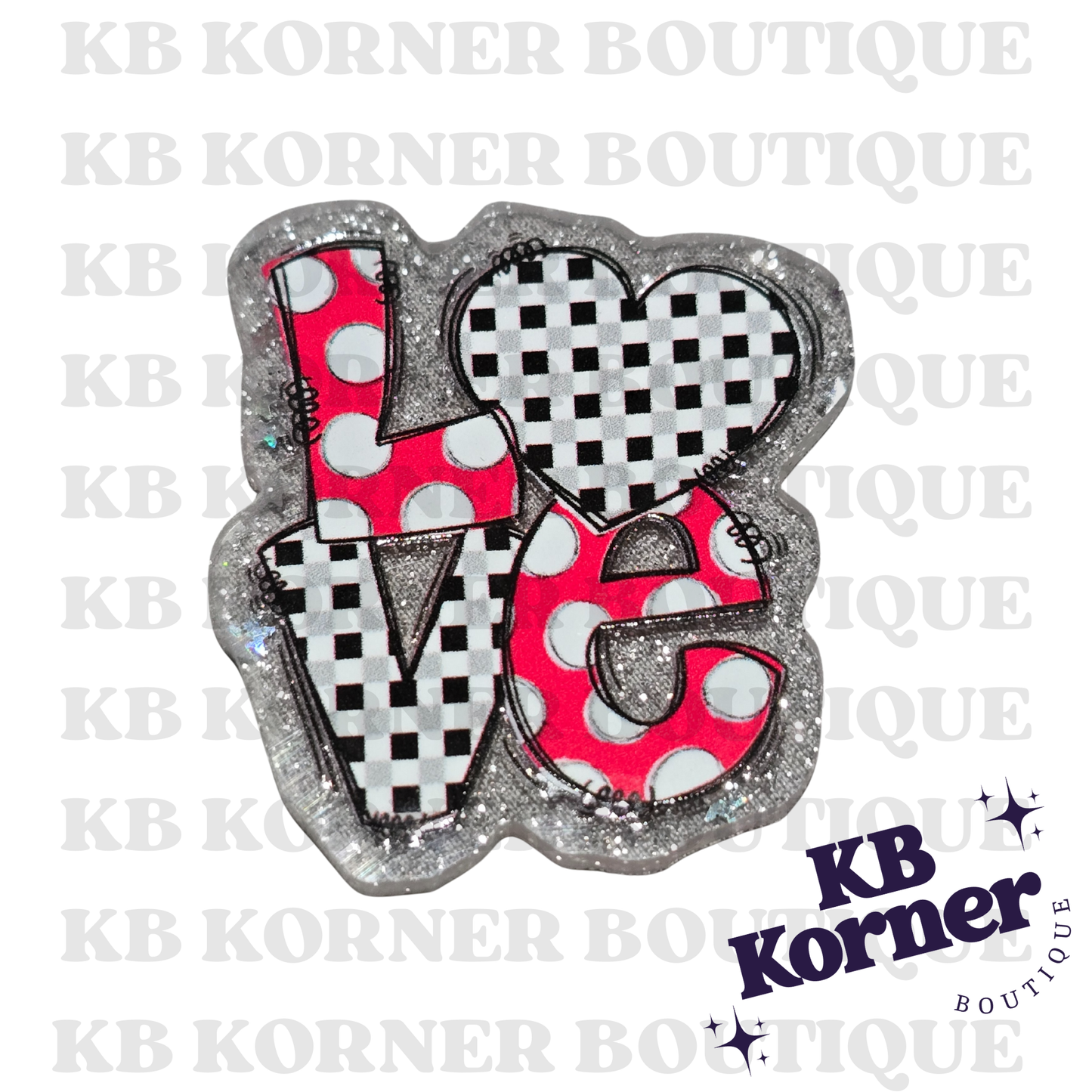 Acrylic Glitter Flatbacks- Valentine’s Love Stack