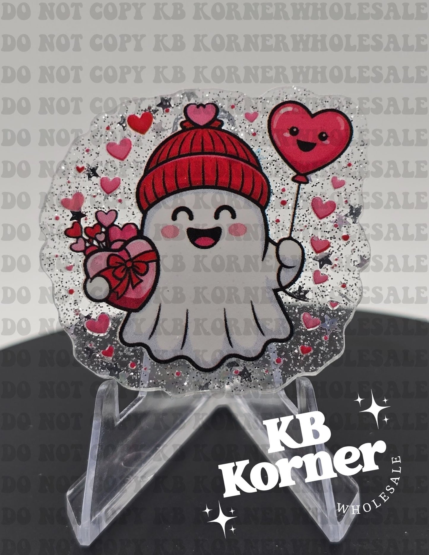Acrylic Glitter Flatback-V-Day Ghosty