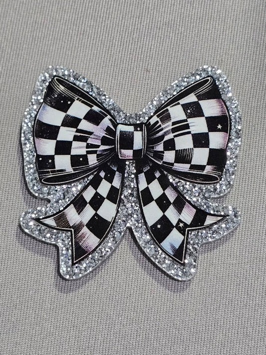 Checkered Bowtie Bogg Bag Charm