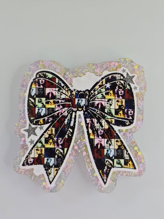 Acrylic Glitter Flatbacks-TS Bow
