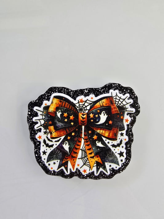 Acrylic Glitter Flatbacks-Spooky Bow