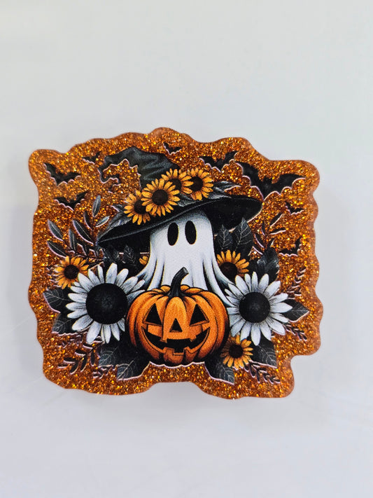 Acrylic Glitter Flatbacks-Sunflower Ghosty (Orange)