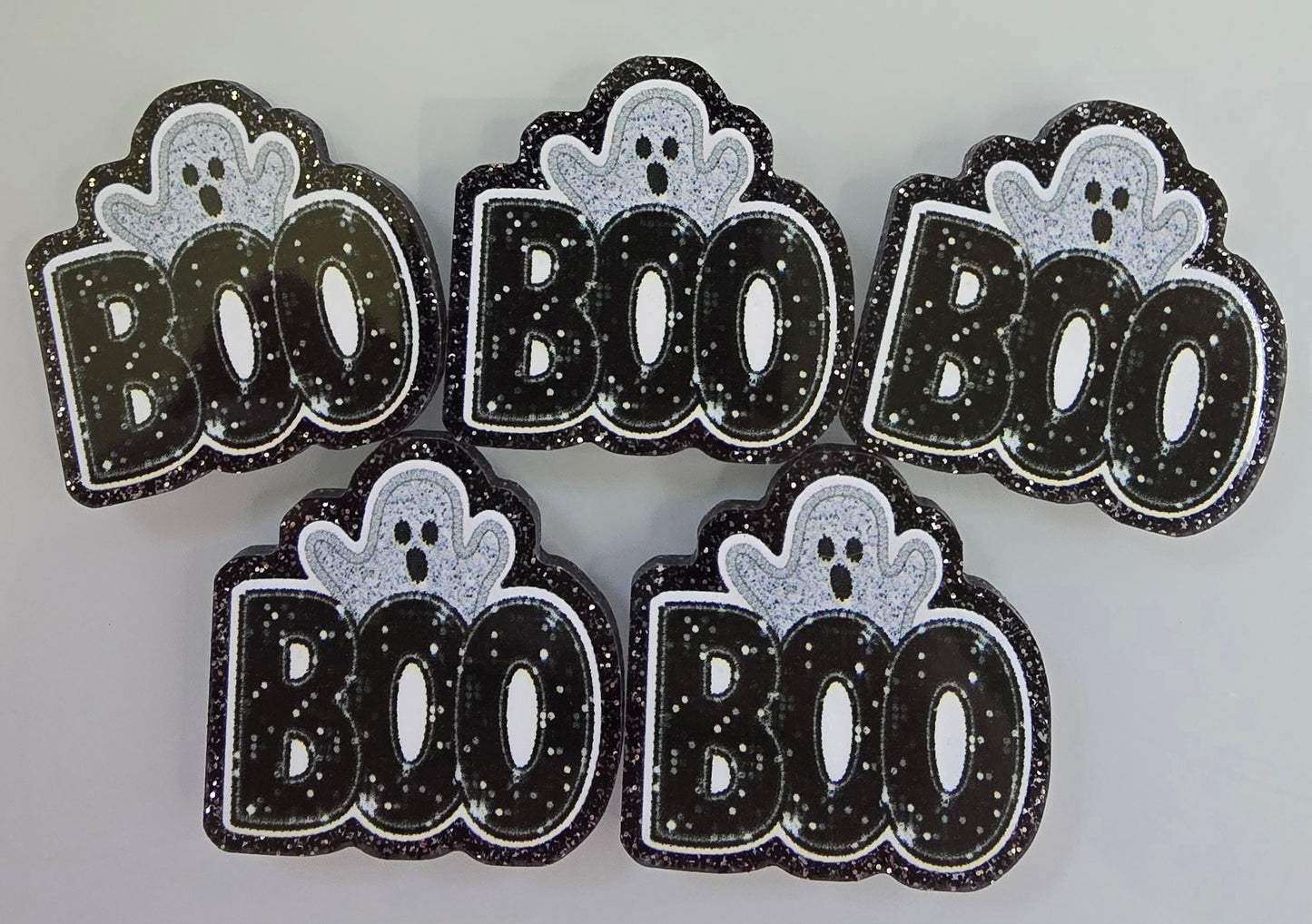 Acrylic Glitter Flatbacks-Glitter Boo