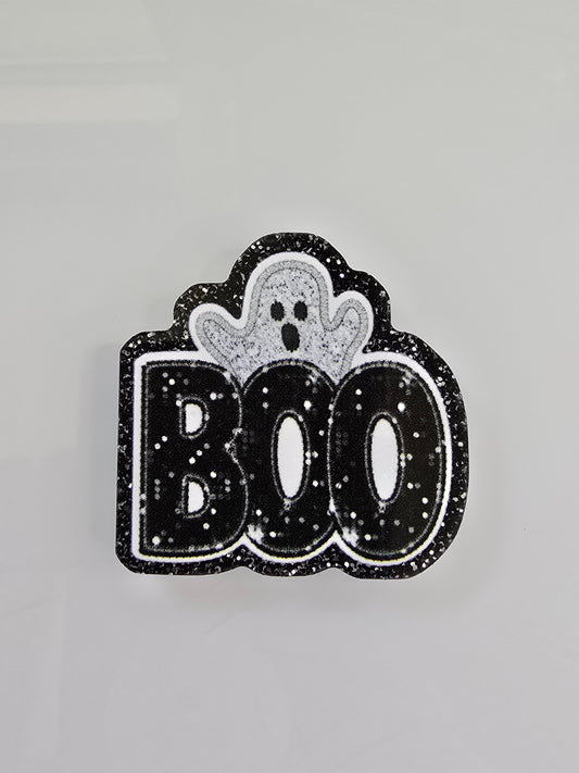 Acrylic Glitter Flatbacks-Glitter Boo
