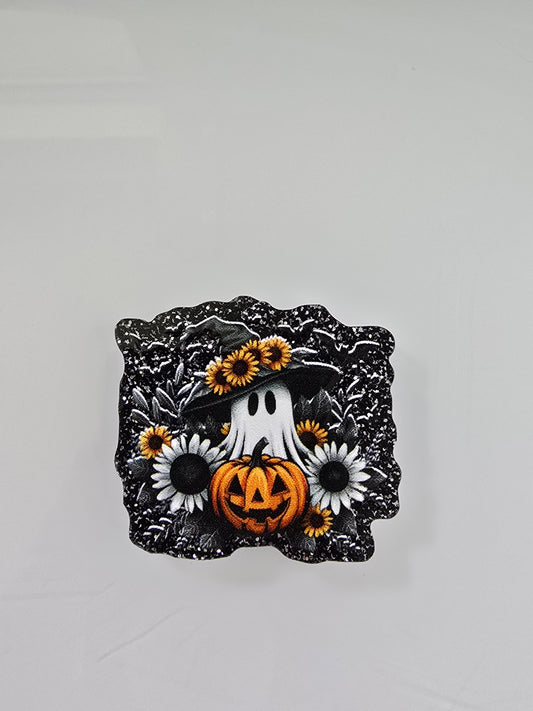 Acrylic Glitter Flatbacks-Sunflower Ghosty (Black)