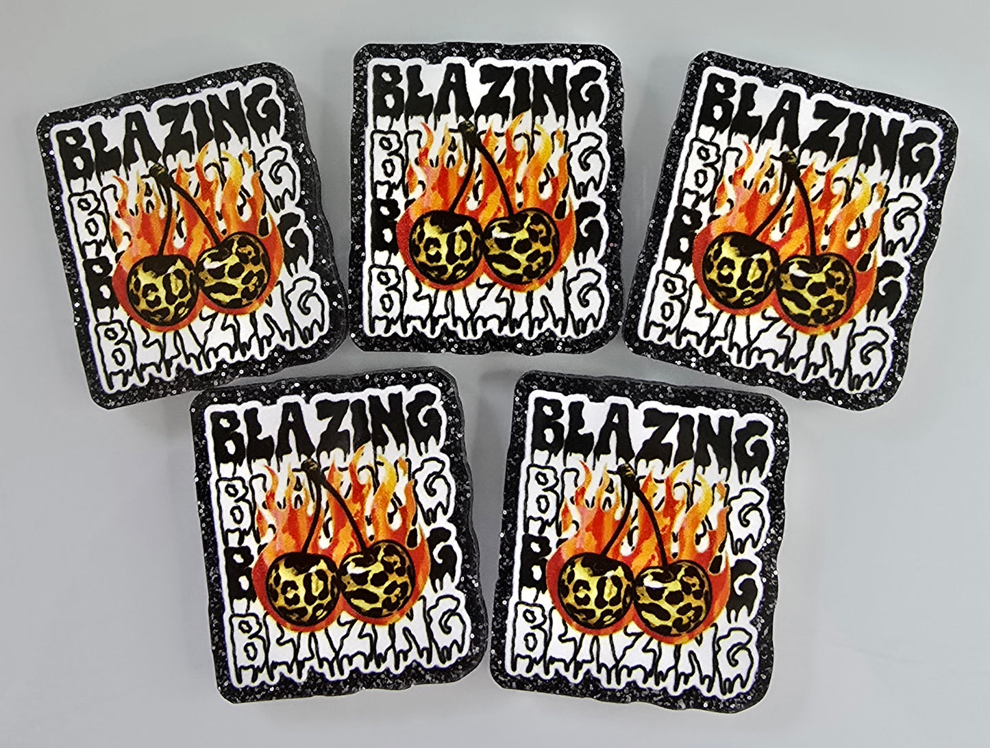 Acrylic Glitter Flatbacks-Blazing