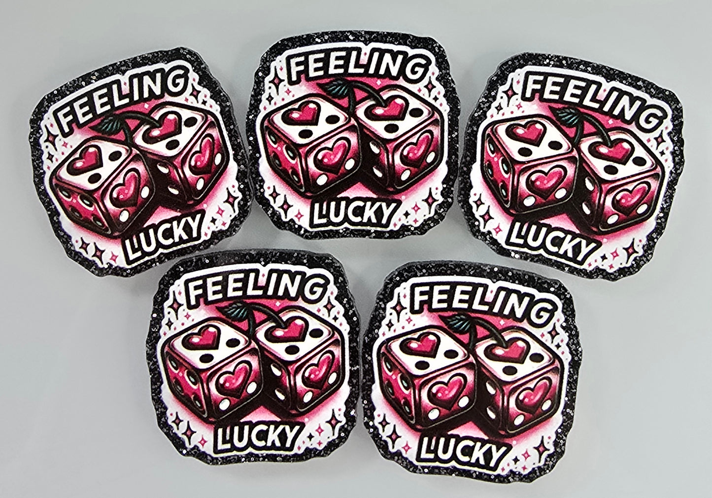 Acrylic Glitter Flatbacks-Feeling Lucky