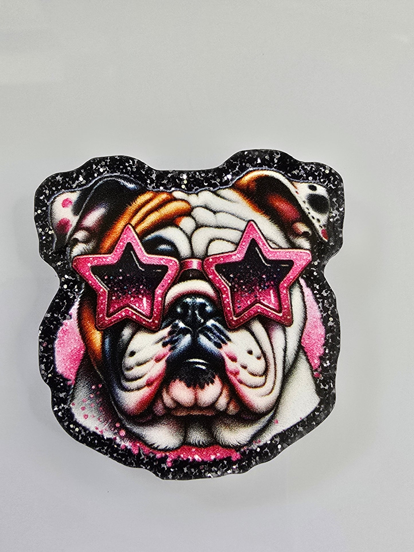Acrylic Glitter Flatbacks-Bulldog