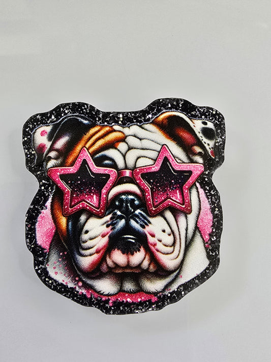 Acrylic Glitter Flatbacks-Bulldog