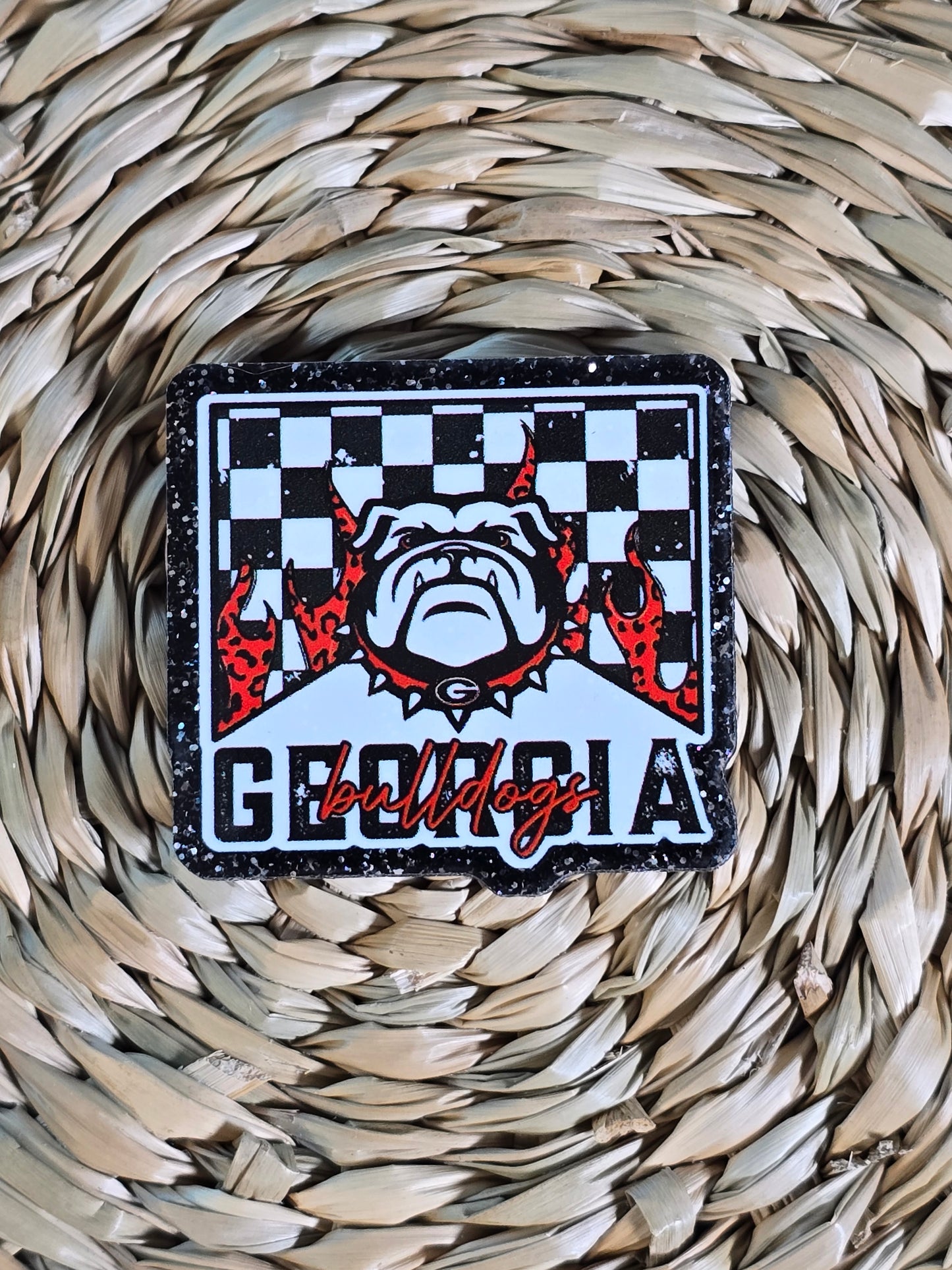 Acrylic Glitter Flatbacks - Bulldogs