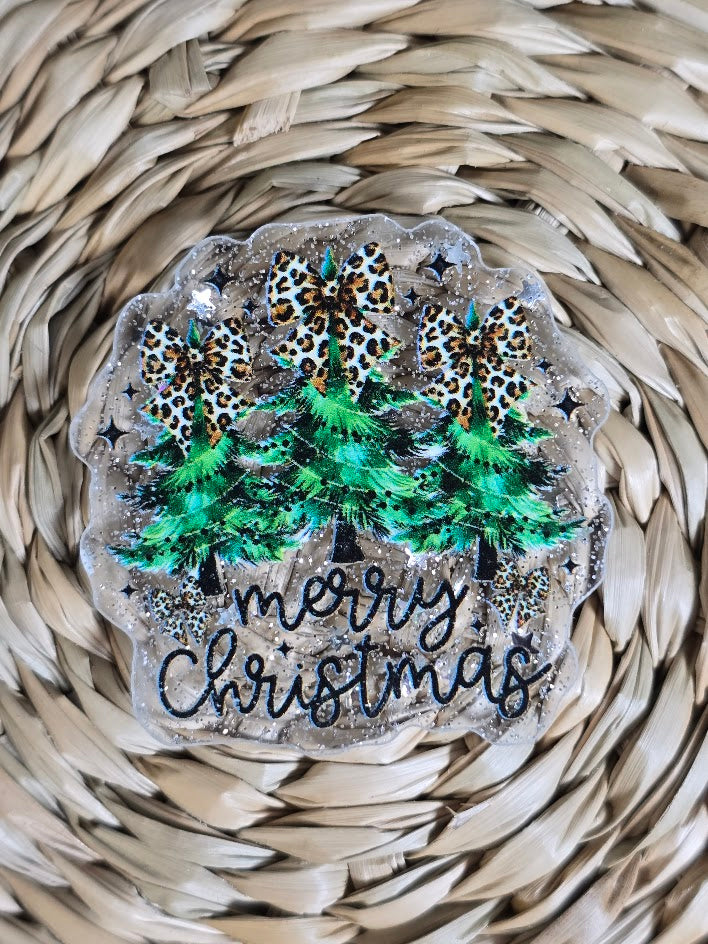 Acrylic Glitter Flatbacks - Merry Christmas