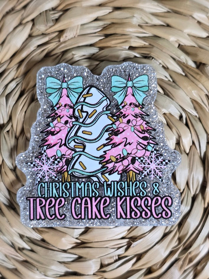 Acrylic Glitter Flatbacks - Christmas Wishes And Tree Cake Kisses