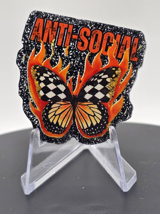 Acrylic Glitter Flatbacks - Anti-Social