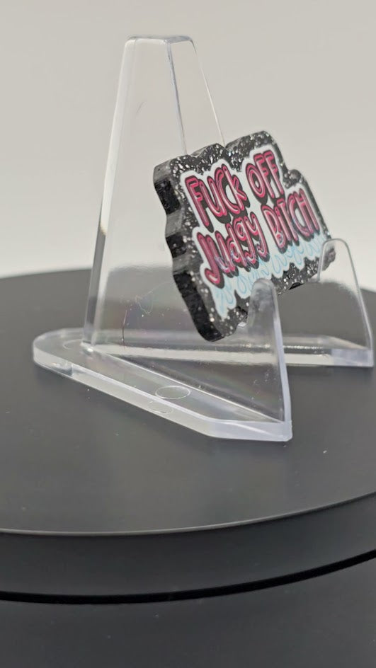 Acrylic Glitter Flatbacks - Fuck Off Judgy Bitch