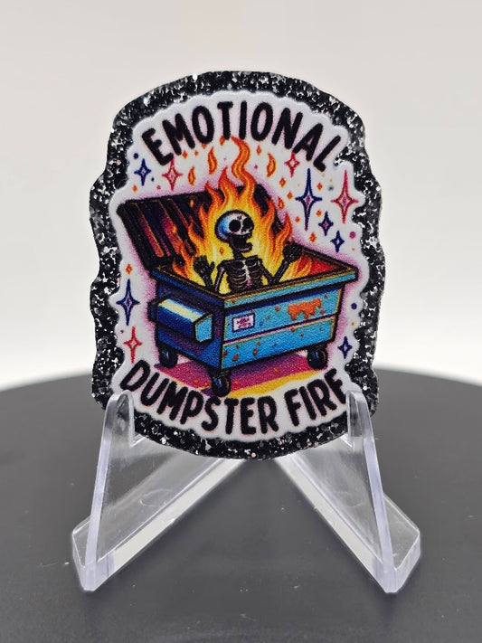 Acrylic Glitter Flatbacks-Emotional Dumpster Fire