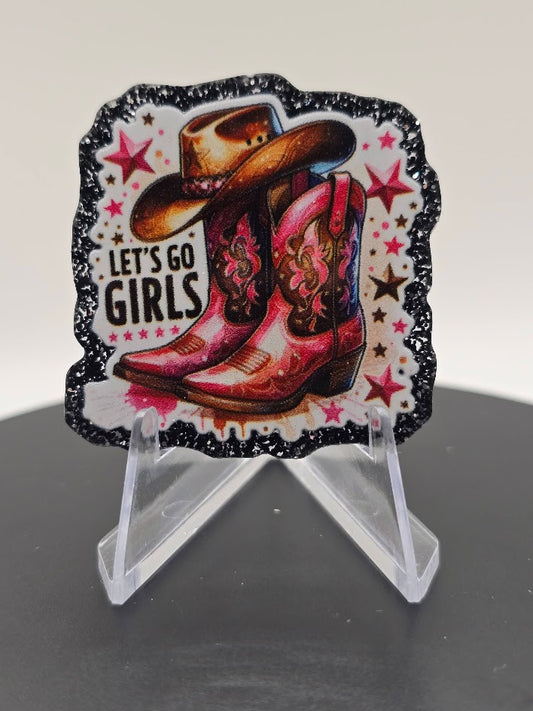 Acrylic Glitter Flatbacks-Let's Go Girls
