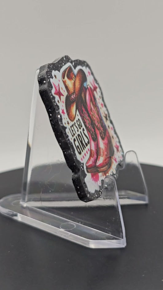 Acrylic Glitter Flatbacks-Let's Go Girls
