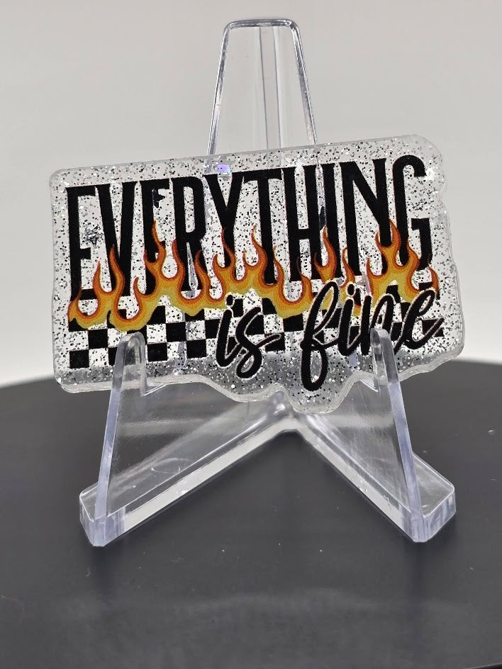 Acrylic Glitter Flatbacks- Everything is Fine