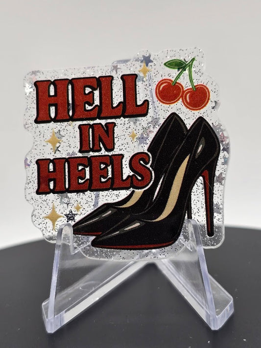 Acrylic Glitter Flatbacks- Hell In Heels