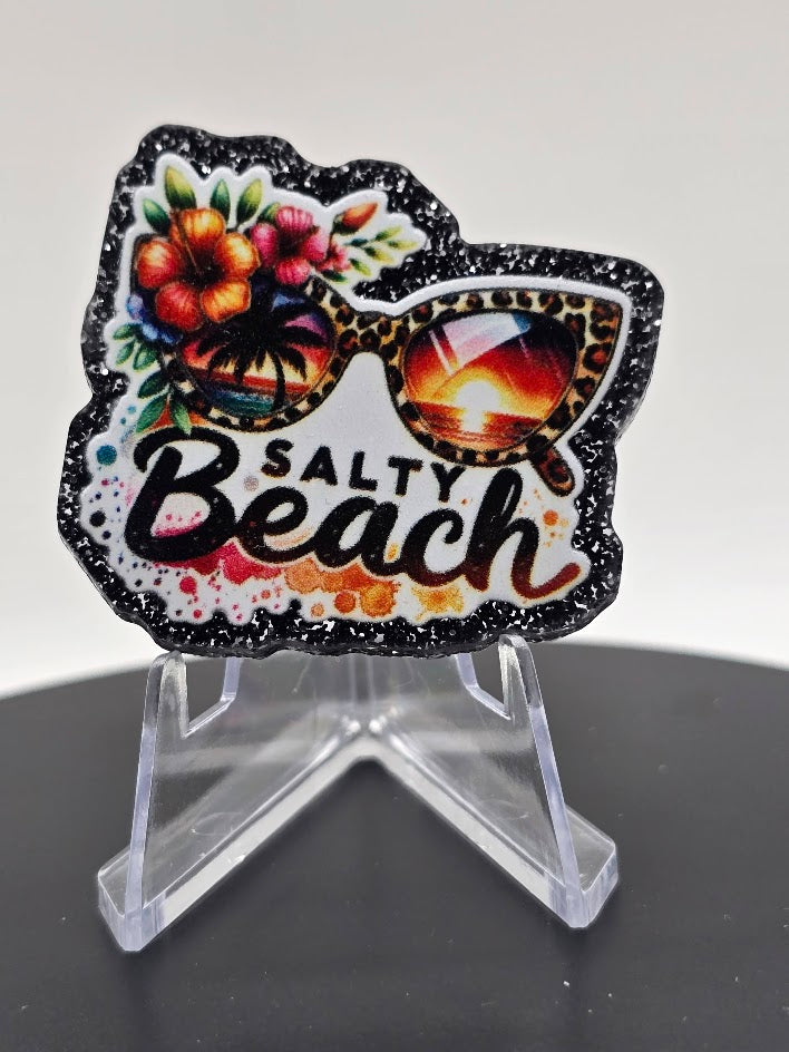 Acrylic Glitter Flatbacks-Salty Beach