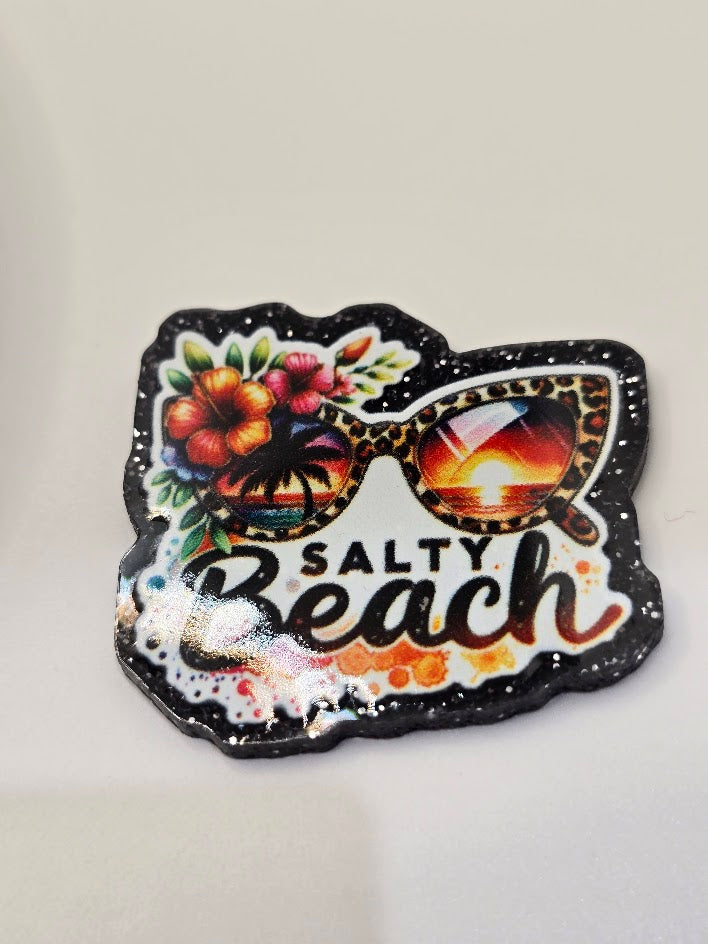 Acrylic Glitter Flatbacks-Salty Beach