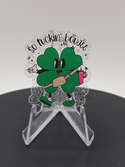 Acrylic Glitter Flatback-So Luckin' Boujee