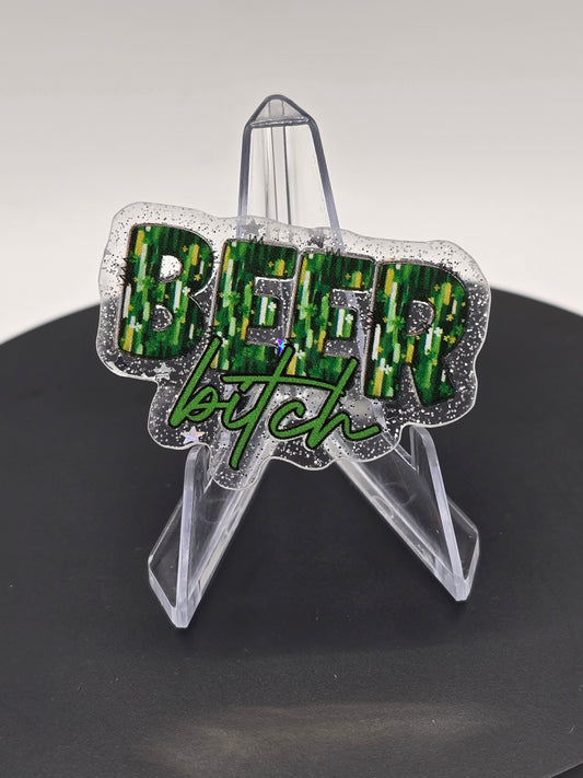 Acrylic Glitter Flatback-Beer Bitch