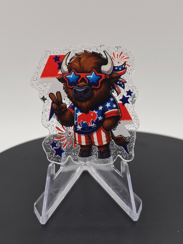 Acrylic Glitter Flatbacks - Buffalo Bill