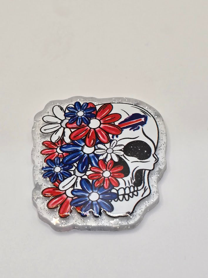 Acrylic Glitter Flatbacks - Bills Skull