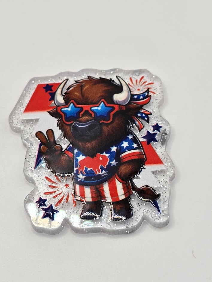 Acrylic Glitter Flatbacks - Buffalo Bill