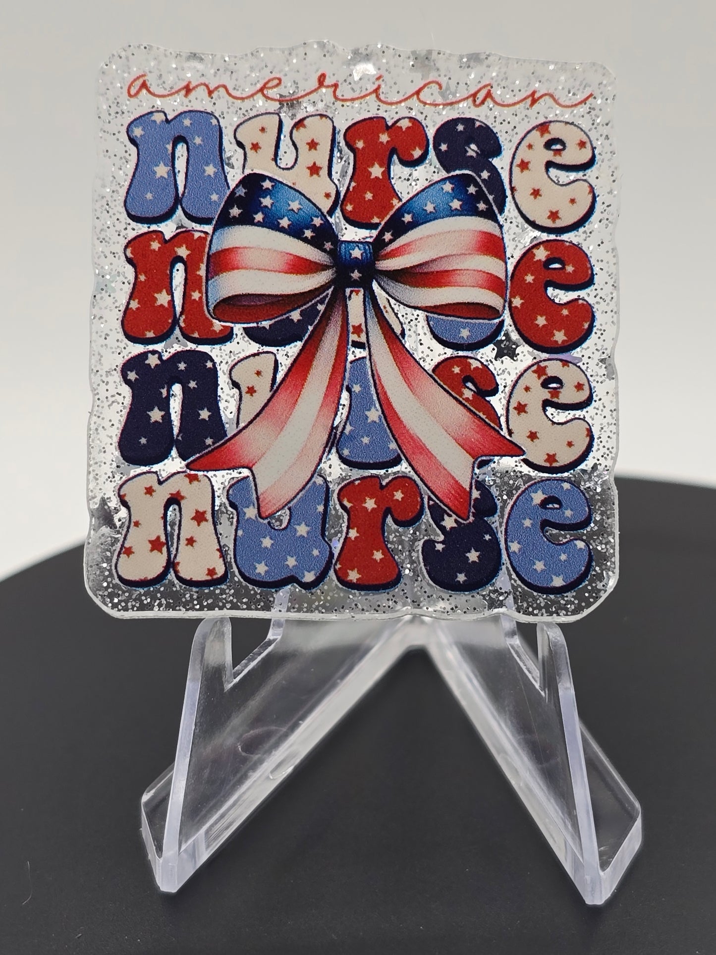Acrylic Glitter Flatback-American Nurse