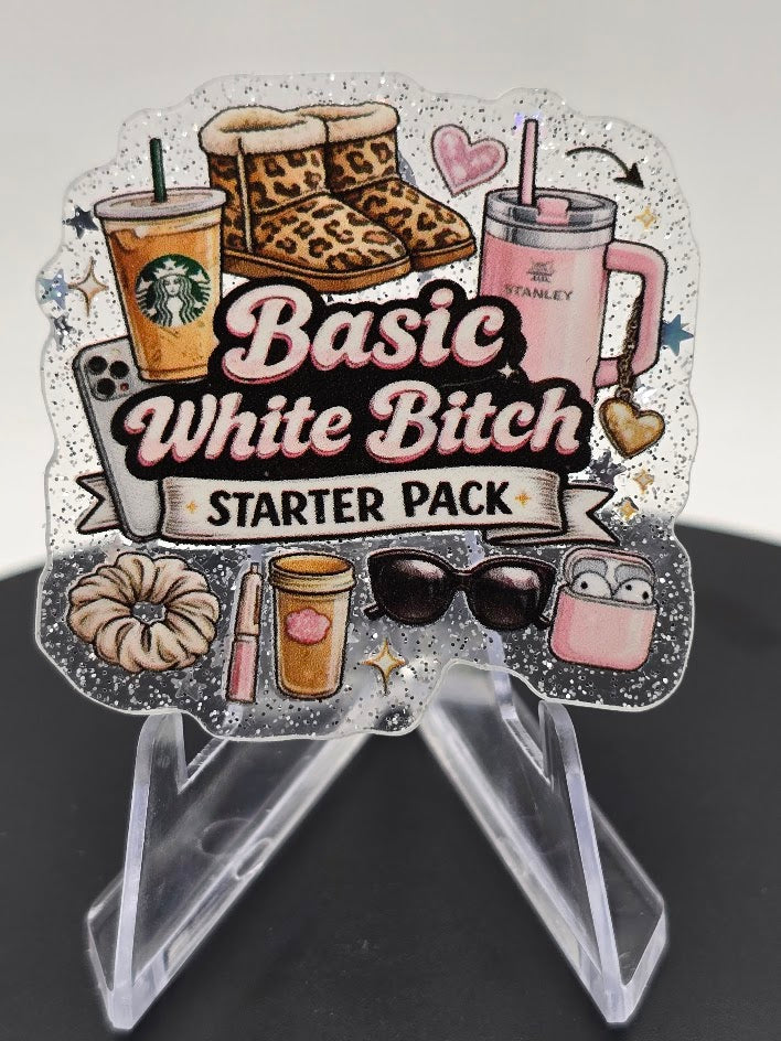 Acrylic Glitter Flatback- Basic White Girl Starter Pack