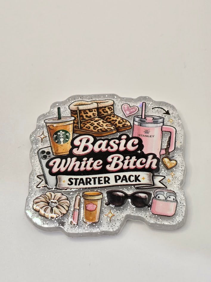 Acrylic Glitter Flatback- Basic White Girl Starter Pack
