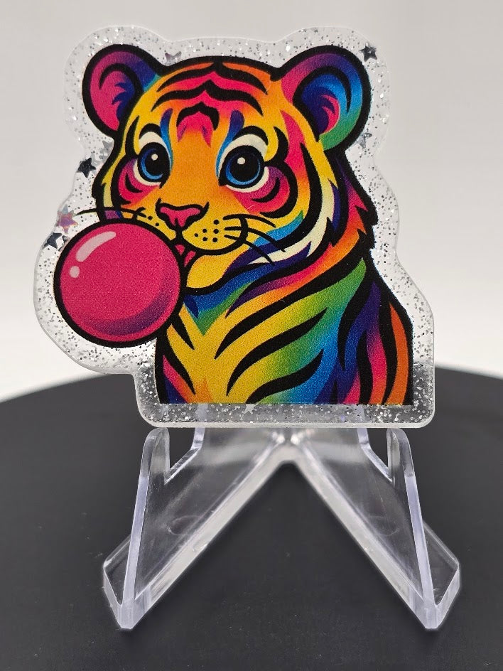 Acrylic Glitter Flatback- Rainbow Tiger