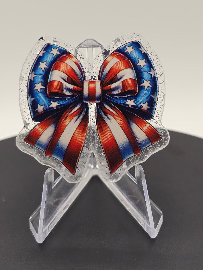 Acrylic Glitter Flatback- American Bowtie