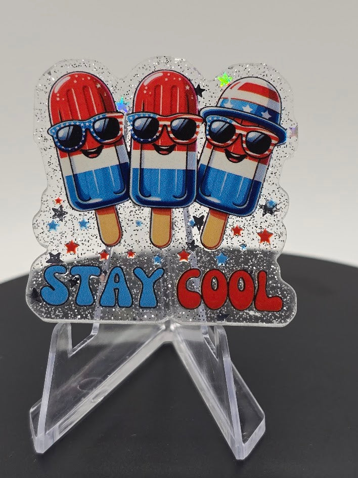 Acrylic Glitter Flatback - Stay Cool
