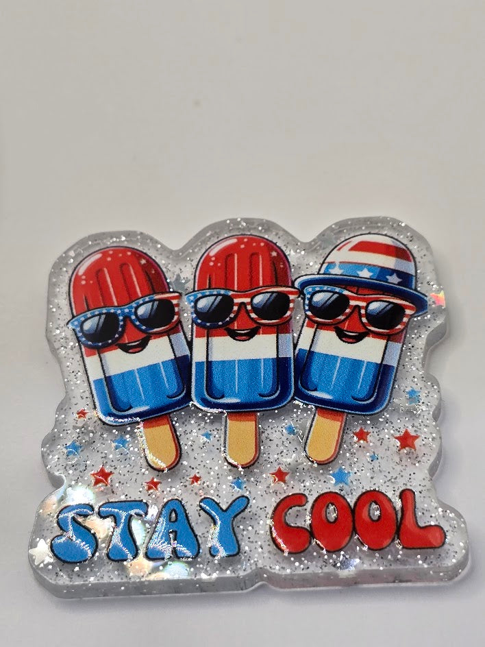 Acrylic Glitter Flatback - Stay Cool