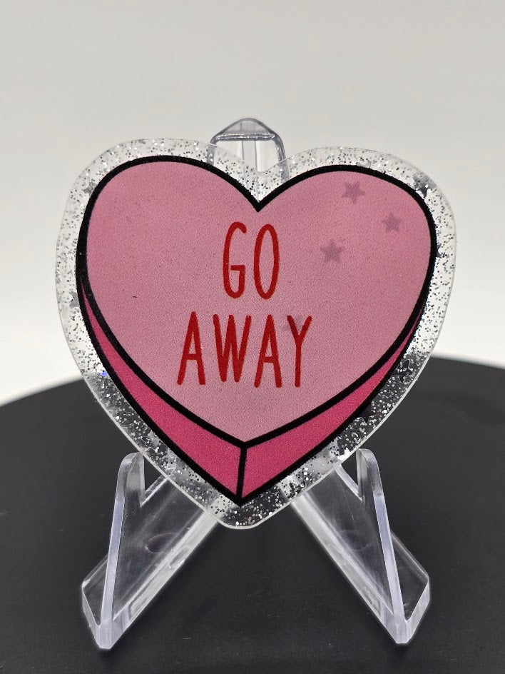 Acrylic Glitter Flatback - Go Away