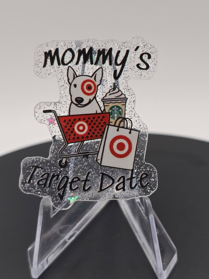 Acrylic Glitter Flatback - Mommy's Target Date