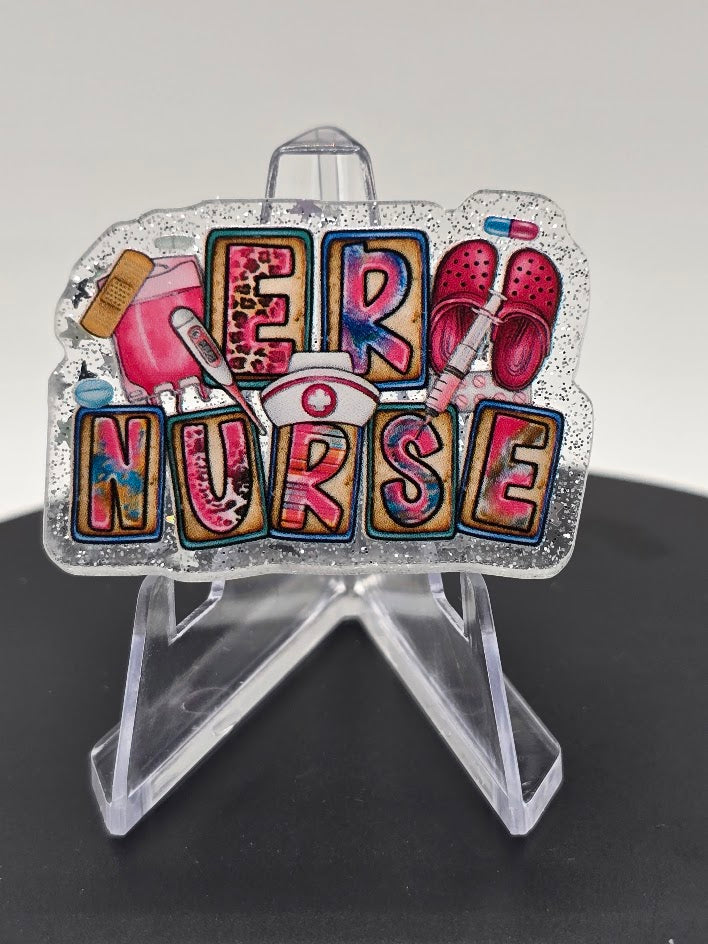 Acrylic Glitter Flatback - ER Nurse