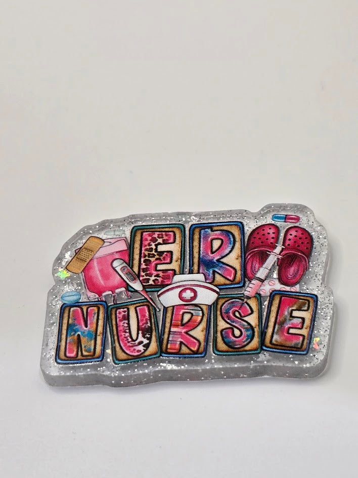 Acrylic Glitter Flatback - ER Nurse