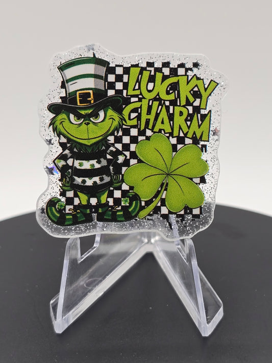 Acrylic Glitter Flatback - Mr. Moody Lucky Charm