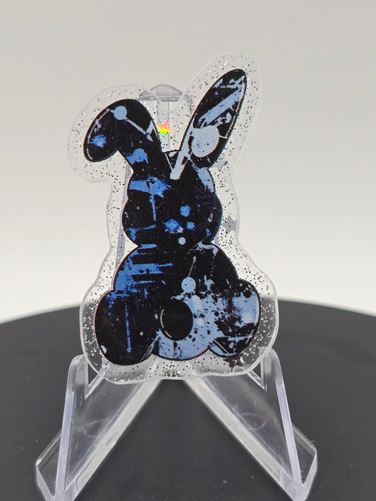 Acrylic Glitter Flatback -Splash Painted Bunny Blue