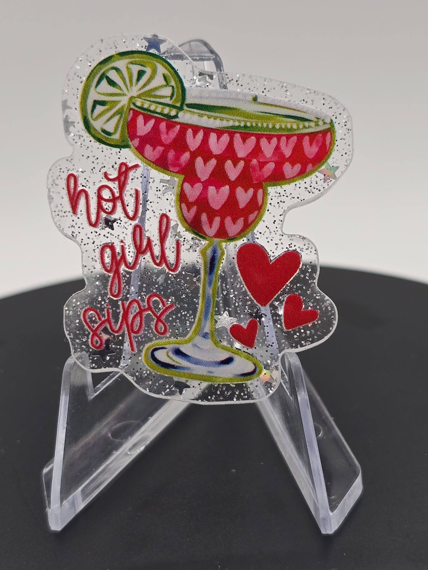 Acrylic Glitter Flatback - Hot Girl Sips