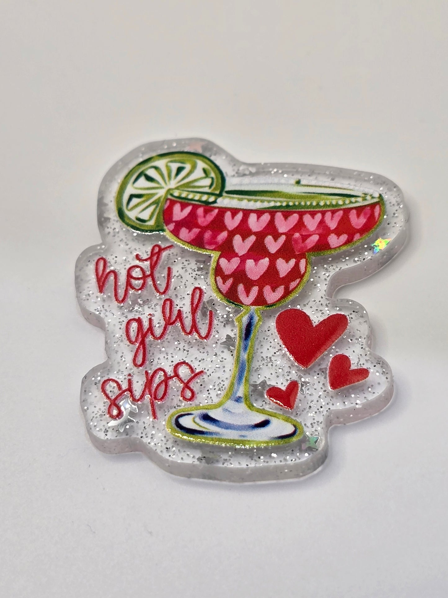 Acrylic Glitter Flatback - Hot Girl Sips